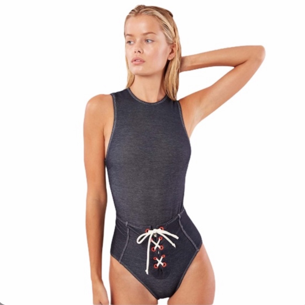 Solid & Striped Grace Denim One Piece Swimsuit